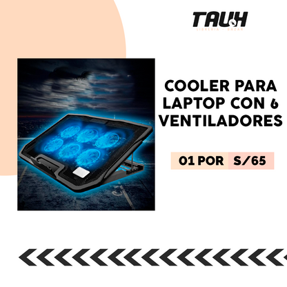 COOLER PARA LAPTOP Y NOTEBOOK CON 6 VENTILADORES