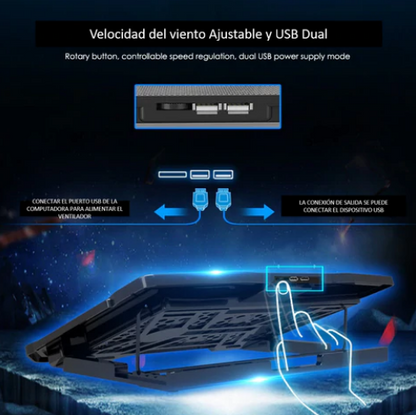 COOLER PARA LAPTOP Y NOTEBOOK CON 6 VENTILADORES