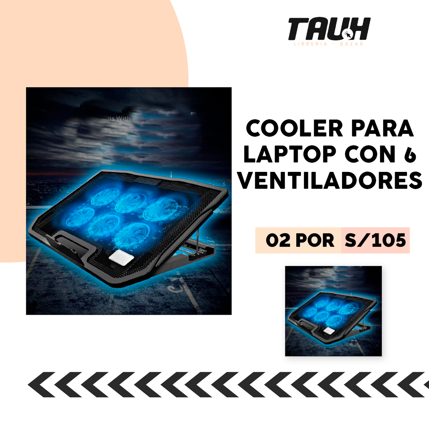 COOLER PARA LAPTOP Y NOTEBOOK CON 6 VENTILADORES
