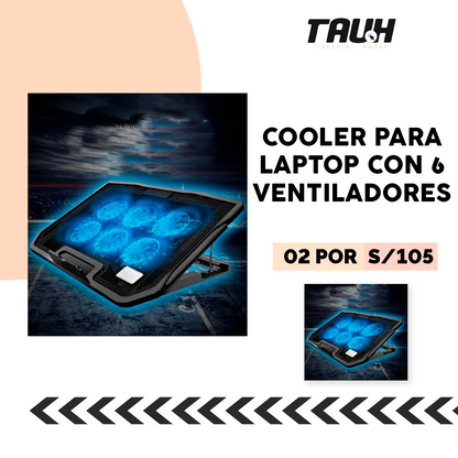 COOLER PARA LAPTOP Y NOTEBOOK CON 6 VENTILADORES