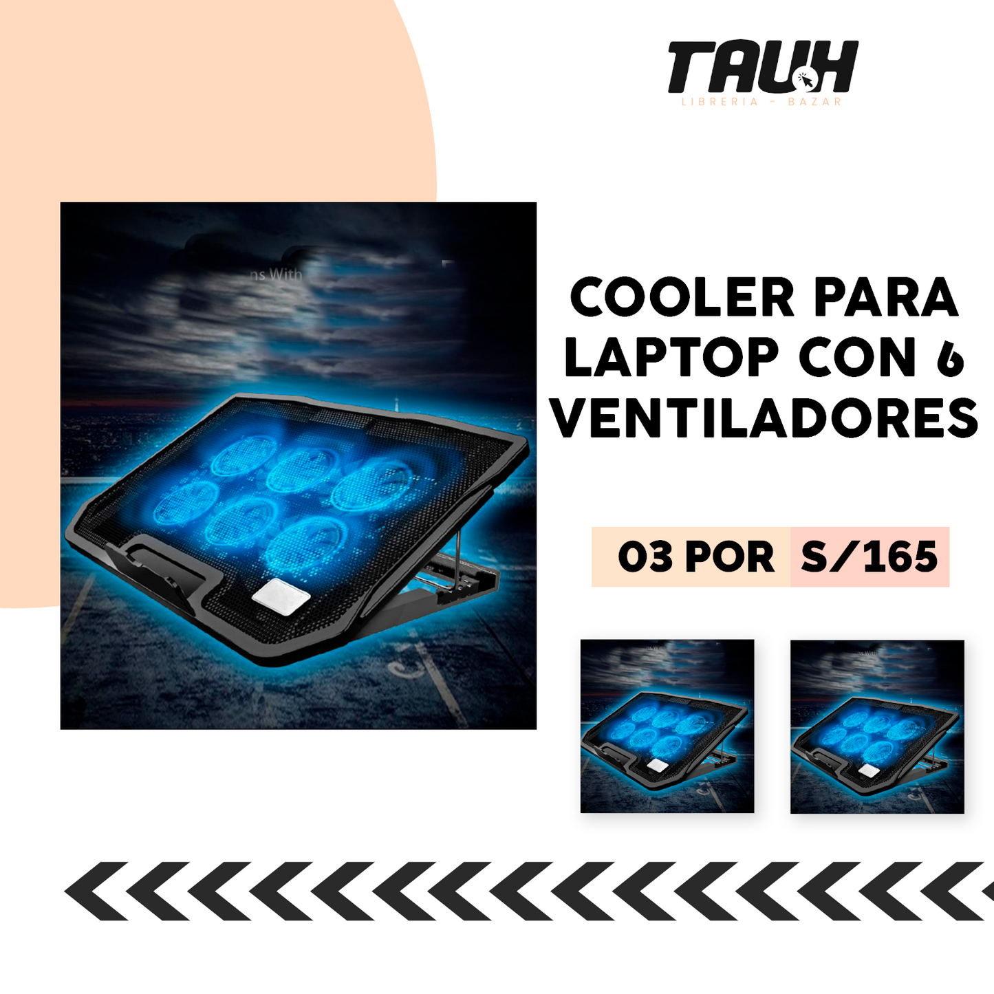 COOLER PARA LAPTOP Y NOTEBOOK CON 6 VENTILADORES